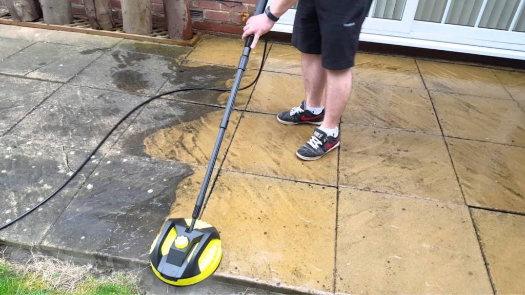 cleaning concrete patio