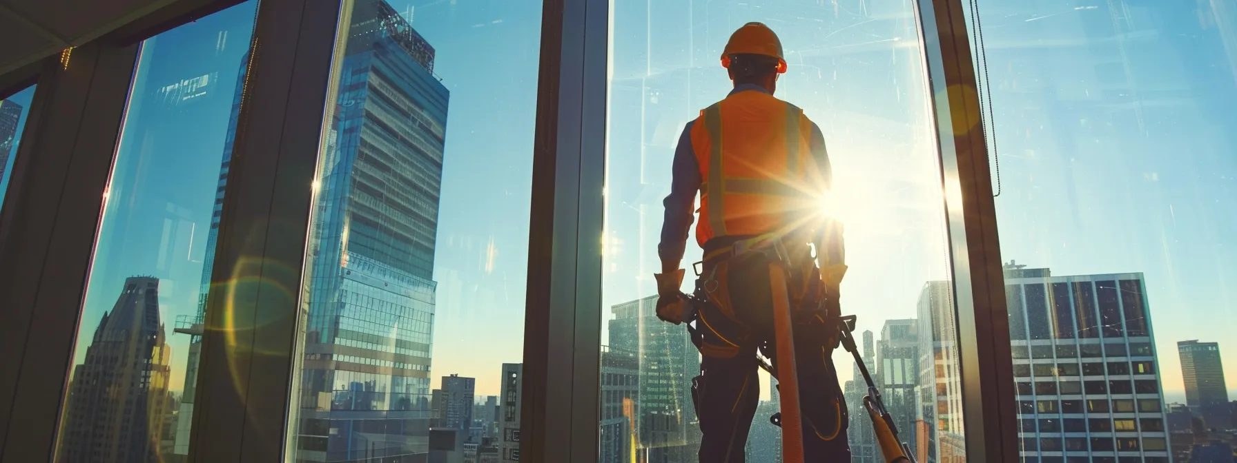 a bright, modern office setting showcases a professional window cleaner meticulously polishing large glass windows, reflecting an array of city skyscrapers, illustrating the true value and impact of expert window cleaning services on property maintenance and aesthetics. a bright, modern office setting showcases a professional window cleaner meticulously polishing large glass windows, reflecting an array of city skyscrapers, illustrating the true value and impact of expert window cleaning services on property maintenance and aesthetics.