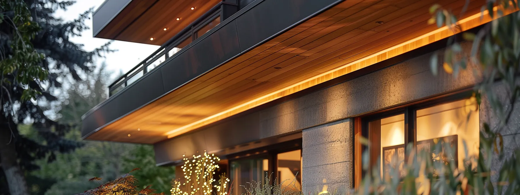 a close-up view of a beautifully restored cedar exterior feature on a modern home, showcasing rich, warm tones and intricate wood grain, illuminated by soft, ambient lighting that highlights its enhanced beauty and value. a close-up view of a beautifully restored cedar exterior feature on a modern home, showcasing rich, warm tones and intricate wood grain, illuminated by soft, ambient lighting that highlights its enhanced beauty and value.