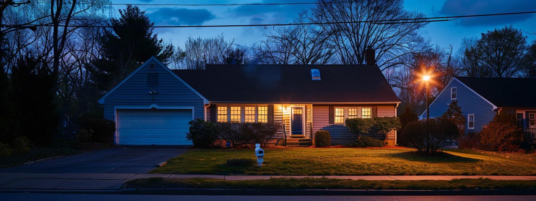 a freshly cleaned asphalt shingle roof glistens under bright artificial lighting against the backdrop of a charming suburban home in fairfield county, showcasing the dramatic transformation in curb appeal and inviting prospective buyers.