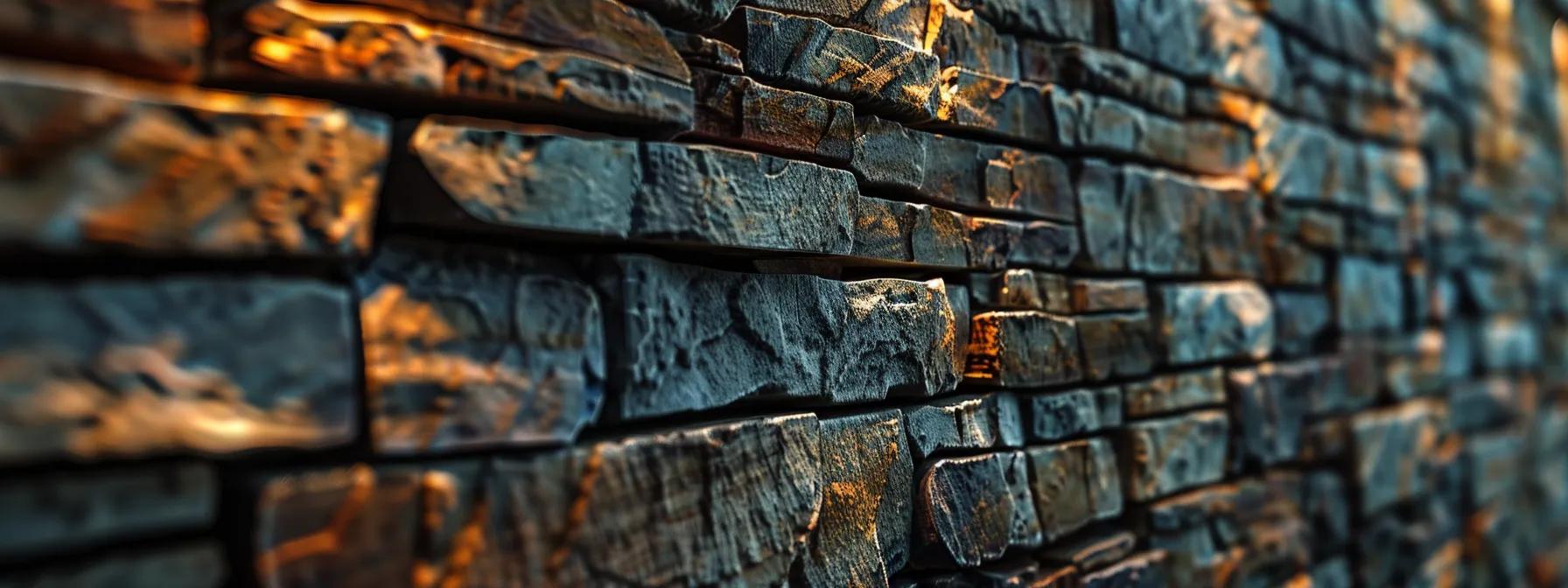 a meticulously crafted outdoor masonry masterpiece showcases the flawless alignment of rich, textured bricks and stones, beautifully illuminated by warm urban lighting that highlights the artisanal details and reflects excellence in craftsmanship.