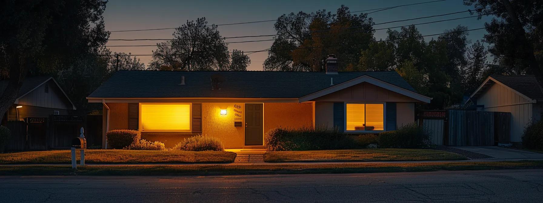 a bright and modern urban home with a freshly washed exterior gleaming under artificial lighting, showcasing enhanced curb appeal that signifies increased property value and marketability.