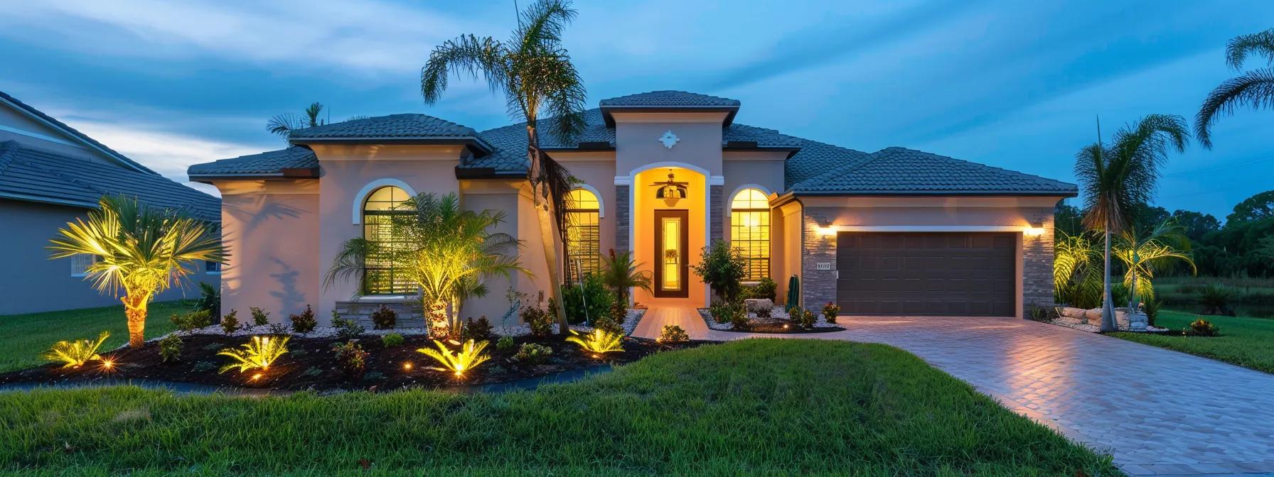 a pristine, modern home exterior gleaming after a thorough professional cleaning, showcasing immaculate surfaces and vibrant colors under bright artificial lighting, illustrating the importance of preventative maintenance in protecting property value.