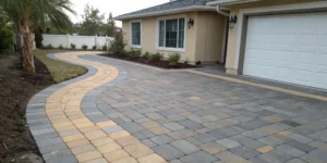 Clean paver driveway and walkway after paver sanding and sealing services.