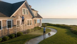 Soft washing vs pressure washing Long Island home exterior cleaning