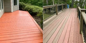 Cleaned and restored wood deck at a Long Island home