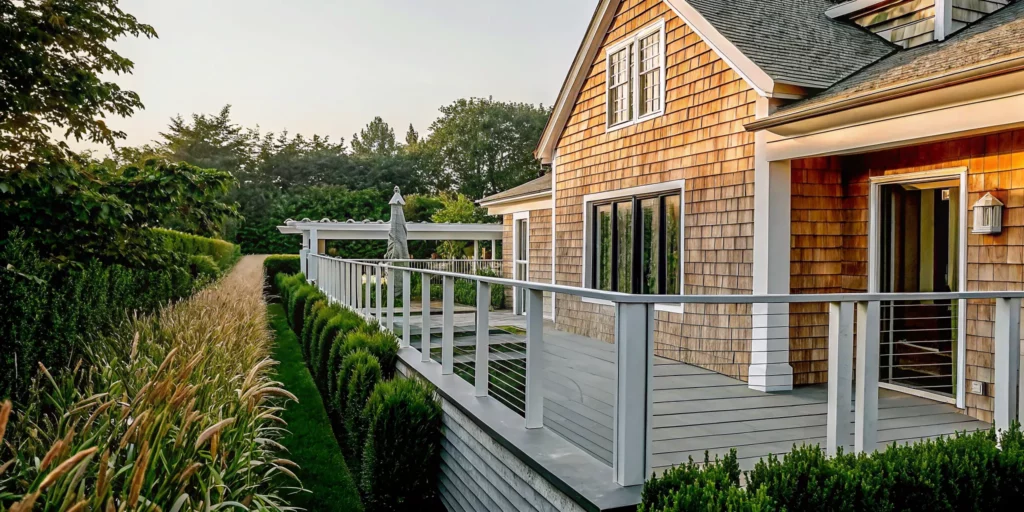 Restored cedar siding of a luxury Hamptons home