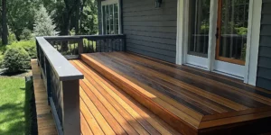 A beautifully cleaned and maintained Ipe hardwood deck in Long Island