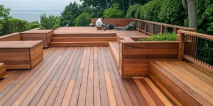 Luxury Ipe hardwood deck restoration on Hamptons waterfront property