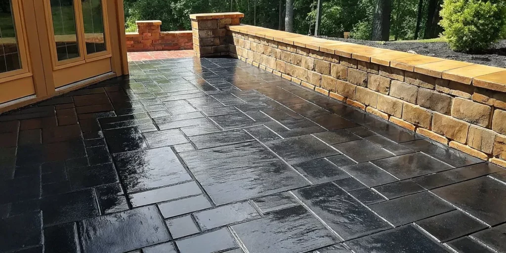 Professionally cleaned and sealed paver patio in Nassau County