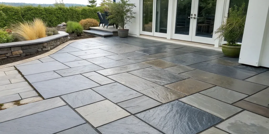 A clean patio with freshly sealed pavers from a top-rated paver protectors service.