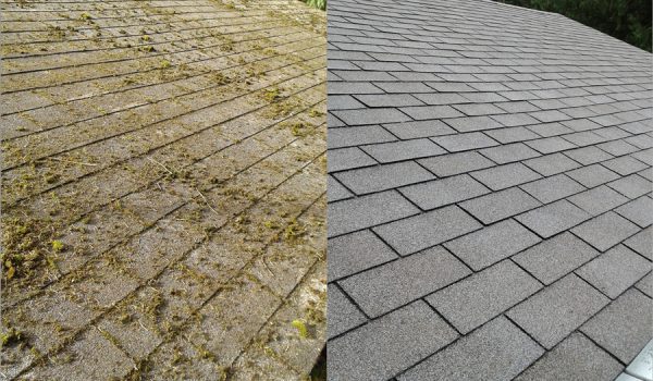 roof cleaning before and after